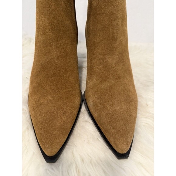 ZARA Women Square Toe Topstitched Split Suede Ankle Boots Brown US 9 EUR 40 - Picture 8 of 14